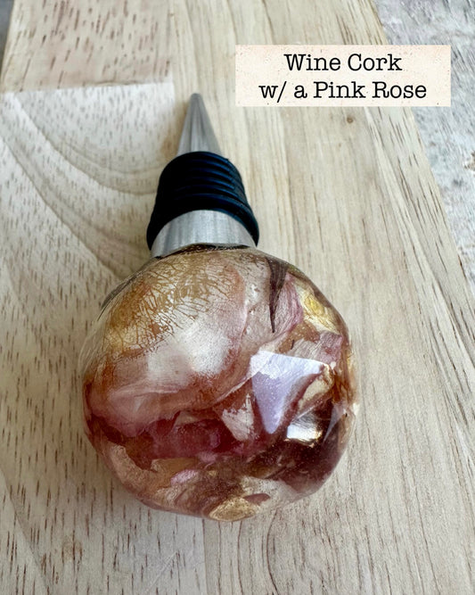 Wine Cork _ Pink Rose