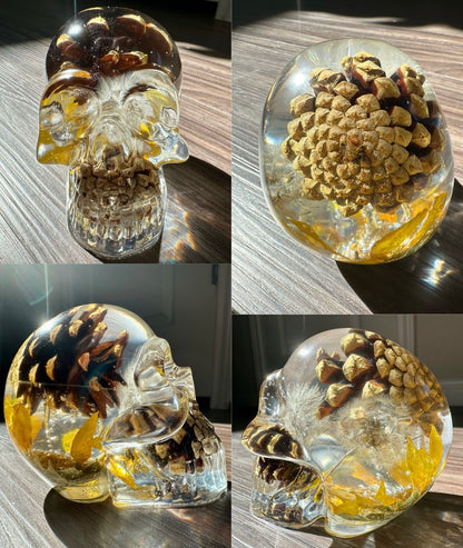 Skull _ Sunflower, Dandelion, Pinecone